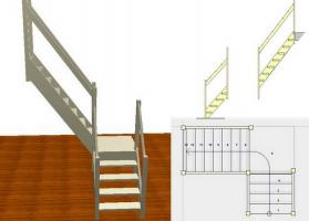 सीढ़ी टी एक मध्यवर्ती मंच के साथ आकार का
