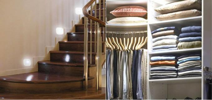 सीढ़ी और कपड़े अलमारियाँ प्रकाश व्यवस्था प्रदर्शन - बहुत ही सरल और आसान