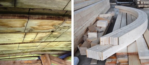 "शंकु" या "बॉक्स में" - गुना लाइन लकड़ी पर विशेष कटौती कर सकते हैं। यह लकड़ी झुकने की प्रक्रिया सरल करता है।